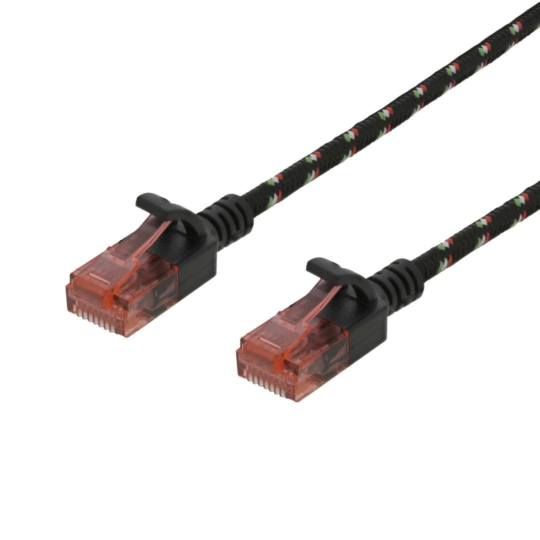 DELTACO - Tough Slim CAT.6A U/UTP Patch Cable, 28AWG, 3.8mm, 1.5m, Black