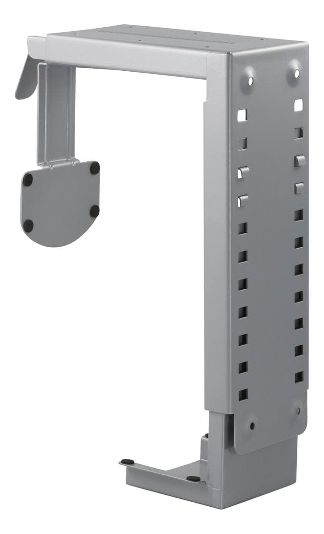 DELTACO - steel computer holder for mounting under table / wall, silver