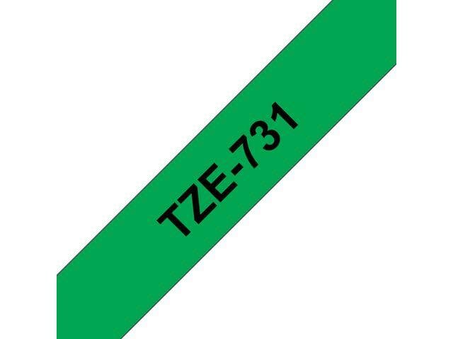 BROTHER - Tape BROTHER TZe-731 12mmx8m sort/grønn