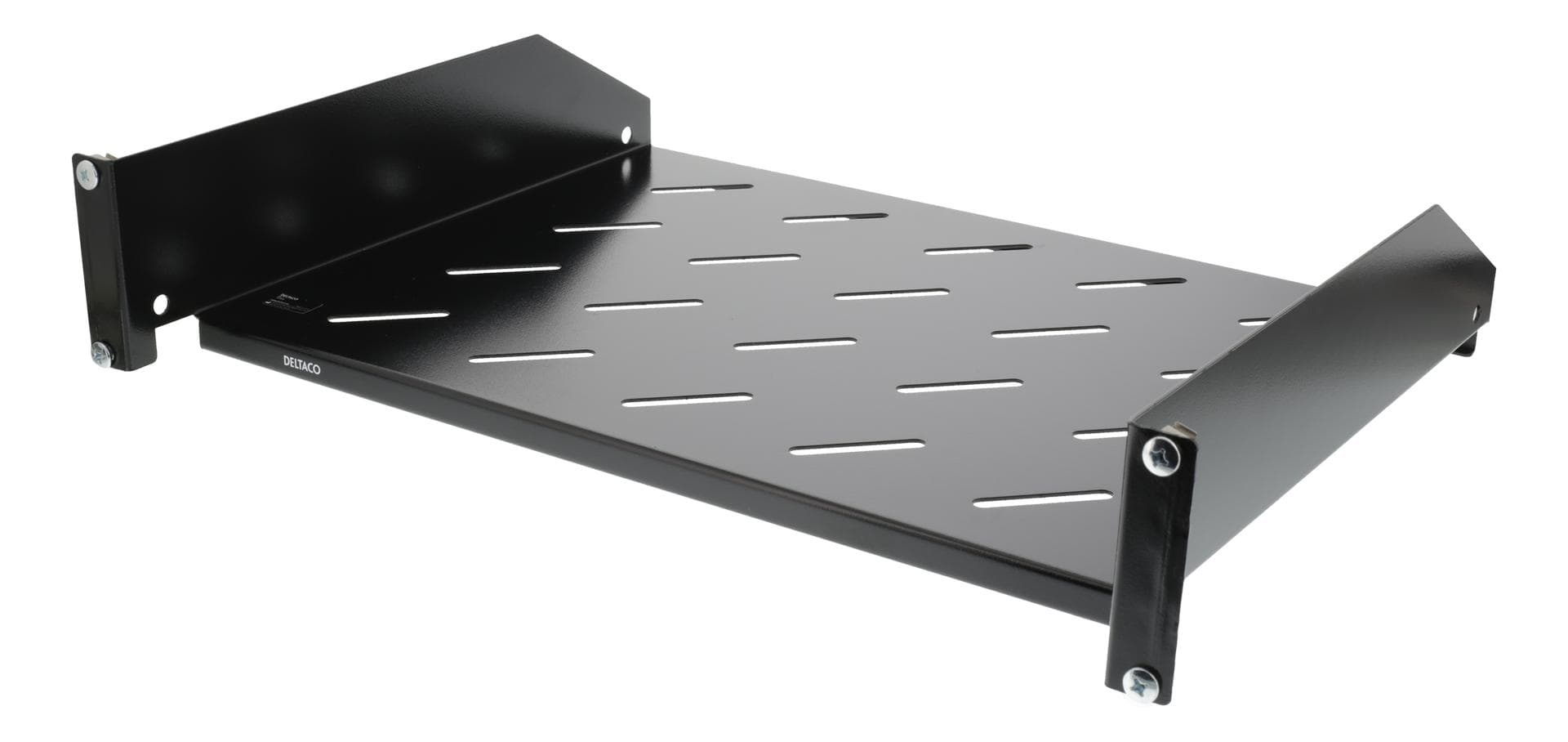 DELTACO - TOTEN, 19" fixed shelf, 2U, 350mm deep, max 15kg