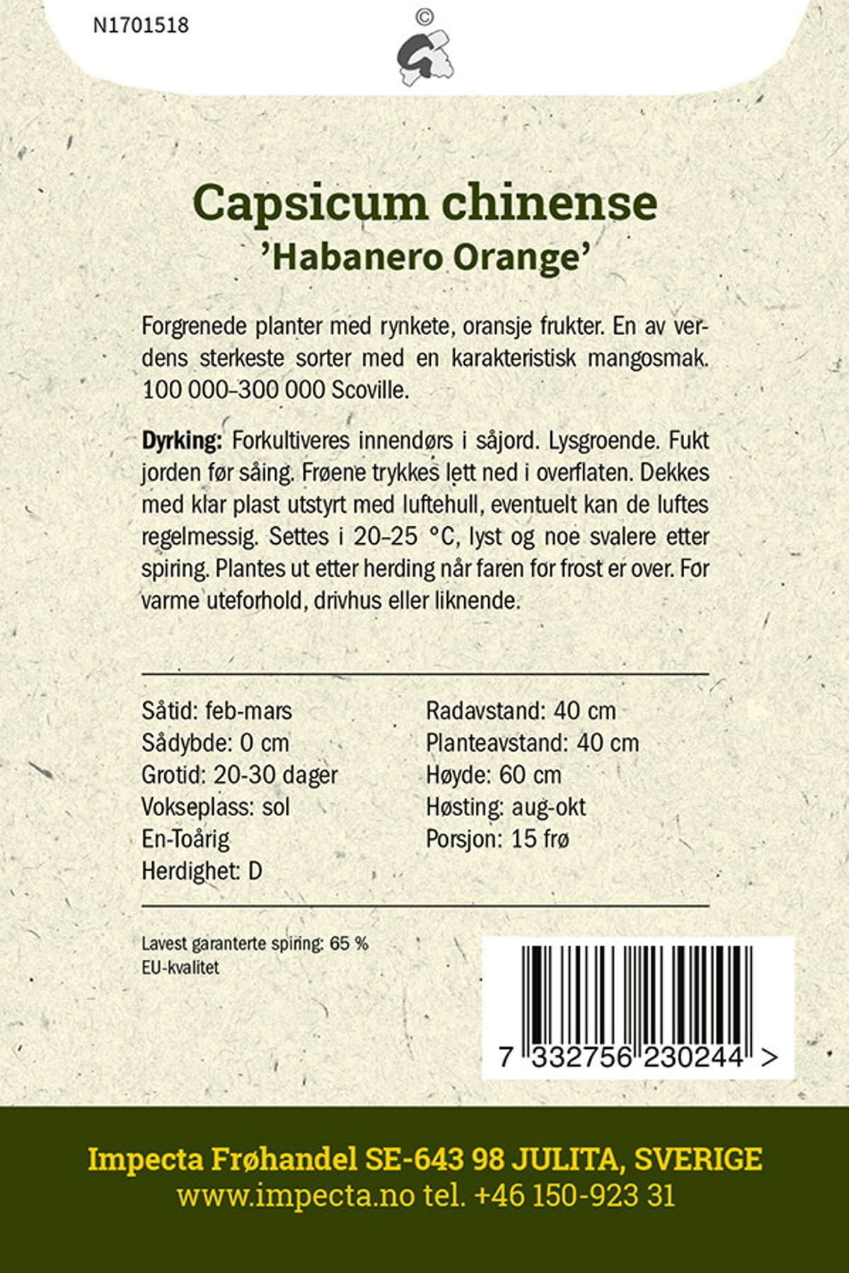 Habanero 'Habanero Orange'