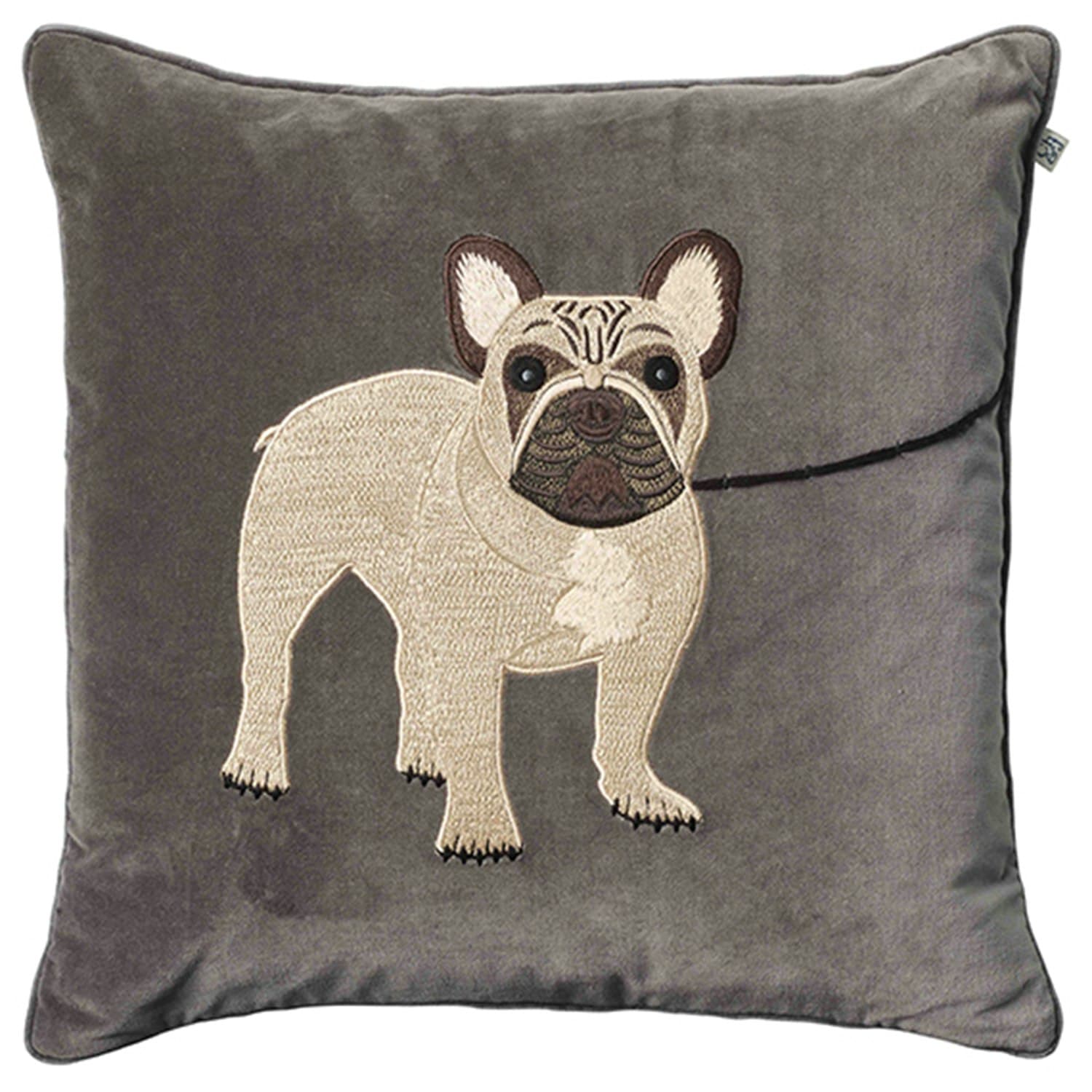 Embroidered French Bulldog Putetrekk, 50x50 cm