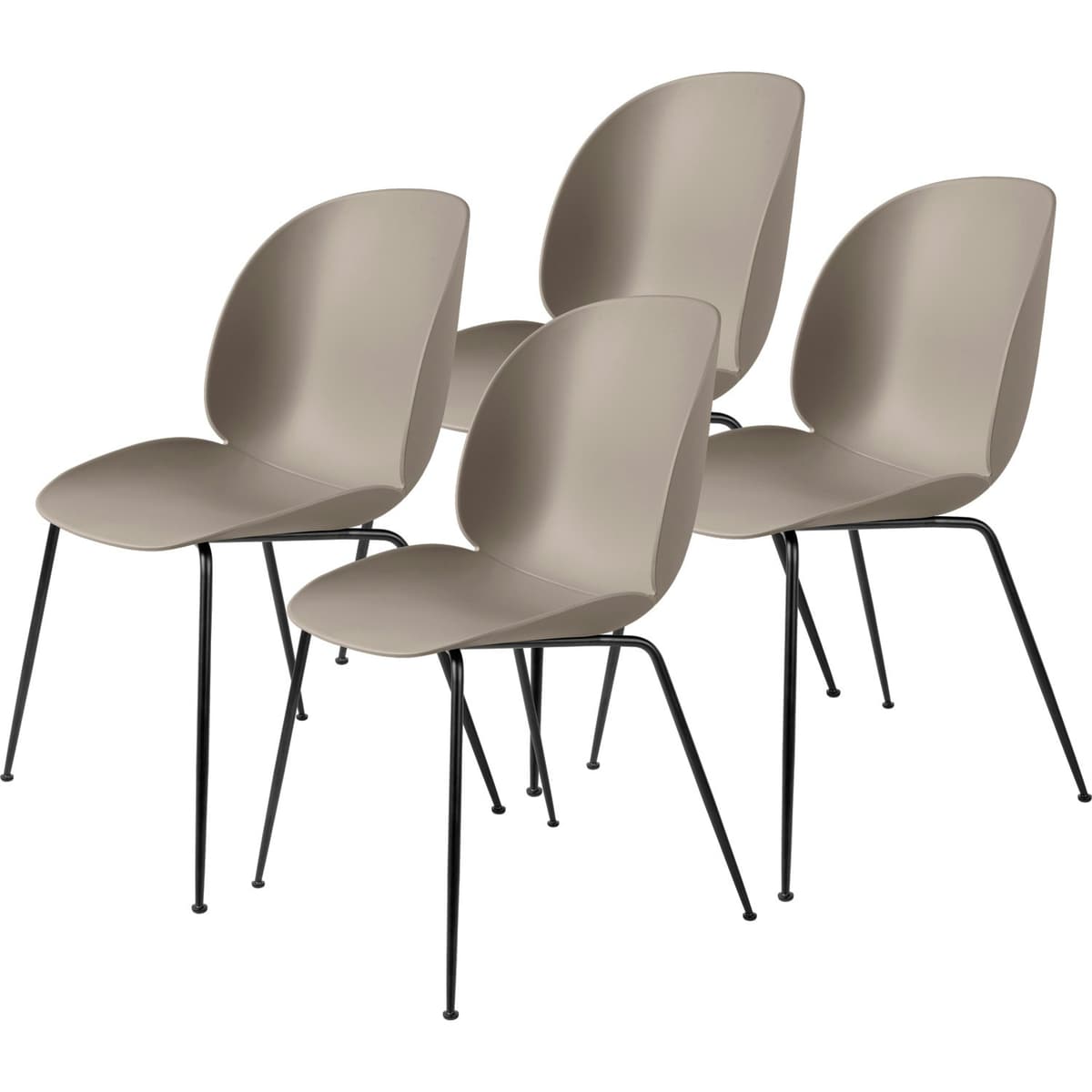 Beetle Stol Uten Trekk, Conic Base Sort, 4-pk