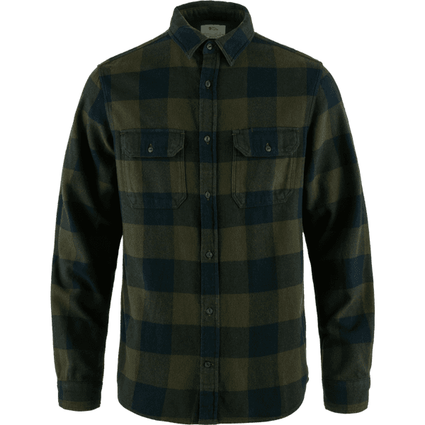 Övik Heavy Flannel Shirt M Deep Forest-Dark Navy