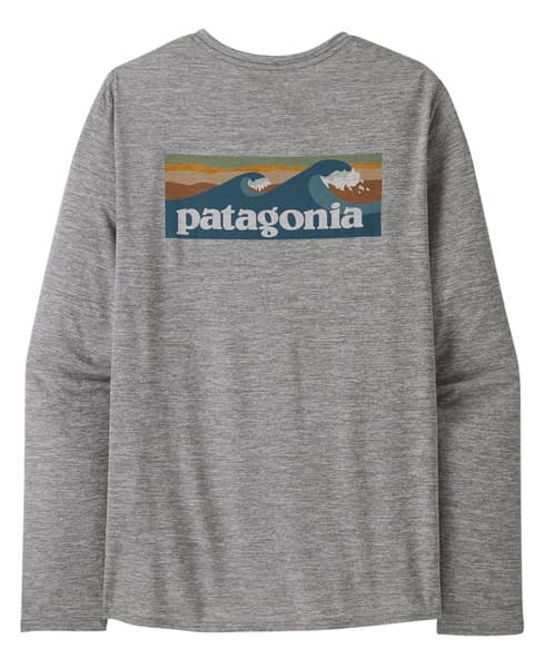 M's L/S Cap Cool Daily Graphic Shirt - Waters Boardshort Logo Abalone Blue: Feather Grey