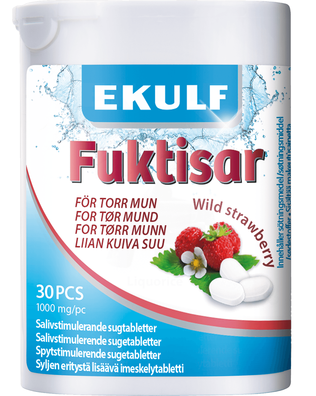Ekulf Fuktisar sugetabletter markjordbær 30 stk