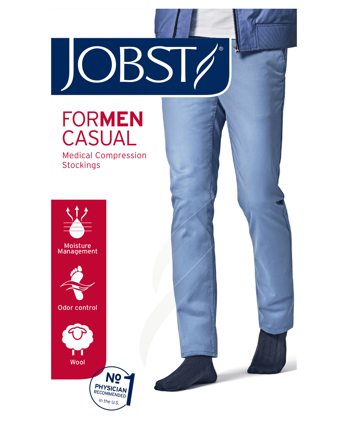 Jobst for Men Casual klasse 1 knestrømpe sort L 1 par