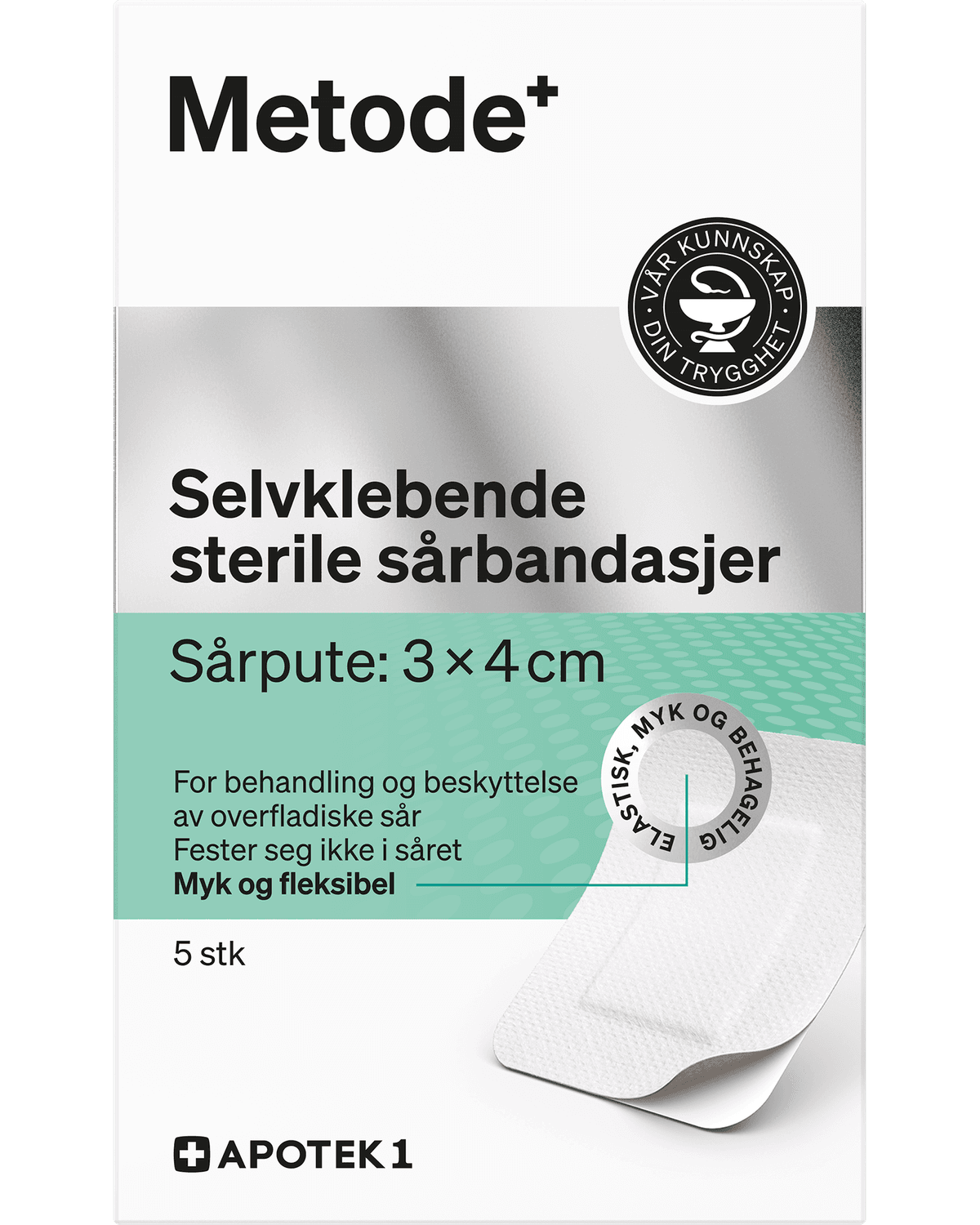 Metode selvklebende steril sårbandasje 6 x 7 cm 5 stk