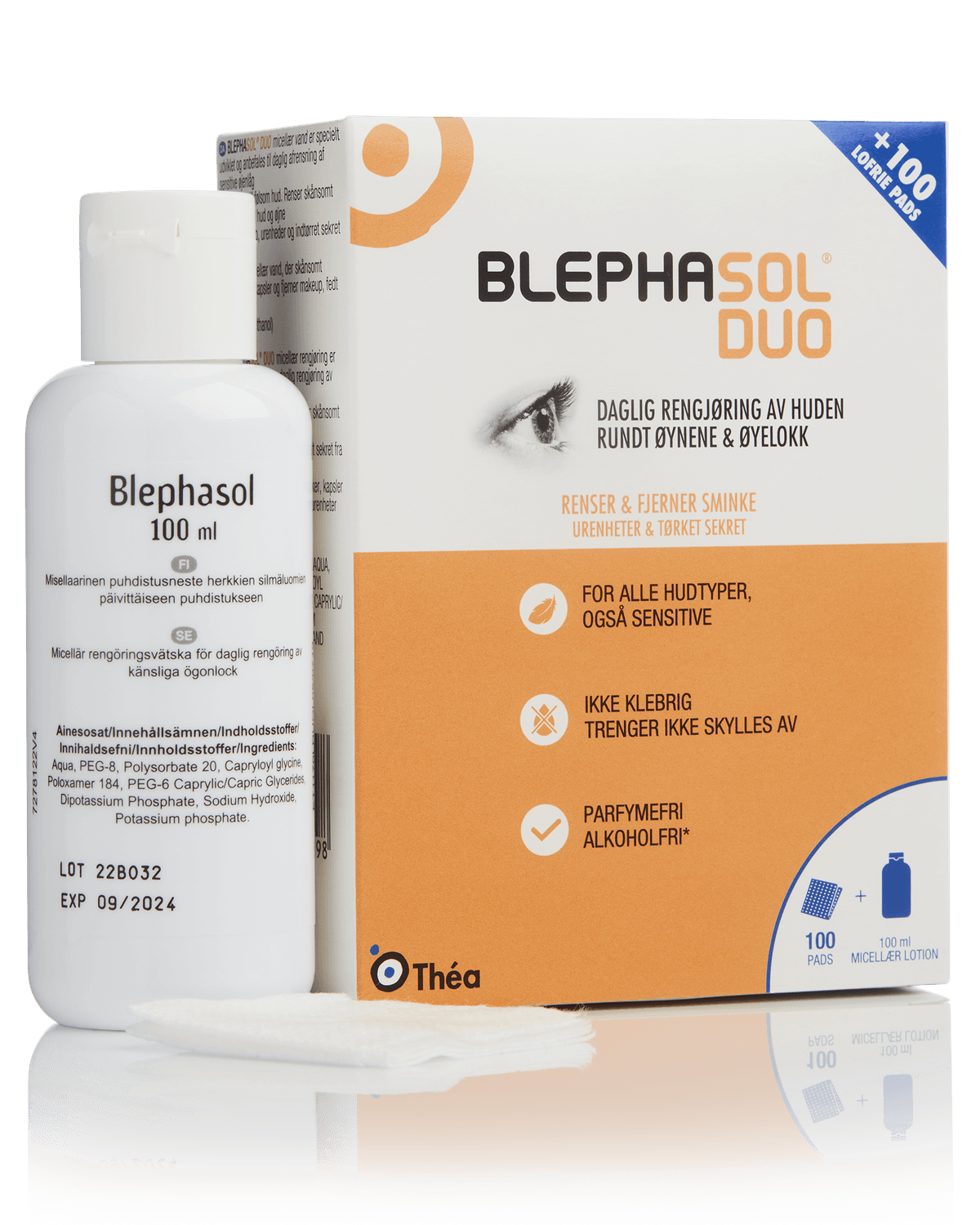 Blephasol Duo sminkefjerner og 100 servietter til øyelokk 100 ml