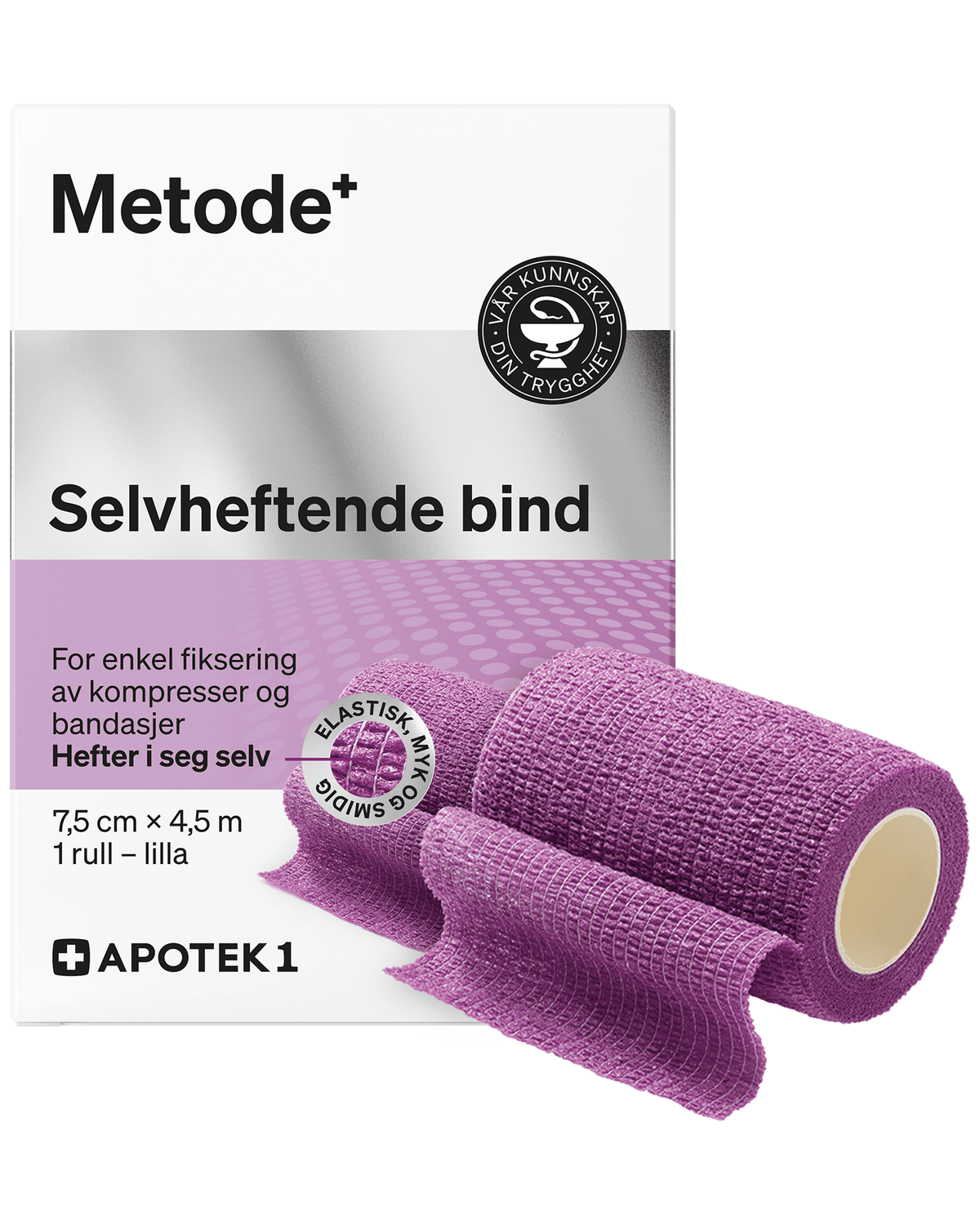 Metode selvheftende bind lilla 7,5 cm x 4,5 m 1 stk