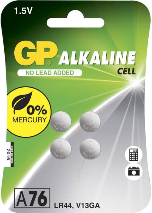 GP Alkaline knappcelle A76/LR44  4-pk