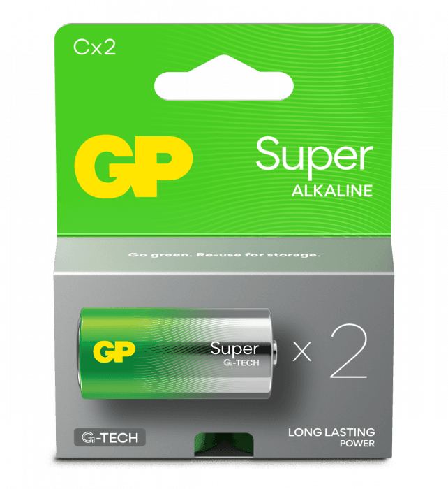GP Super Alkaline  C-batteri 14A/LR14 2-pk