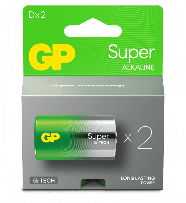 GP Super Alkaline D-batteri 13A/LR20 2-pk