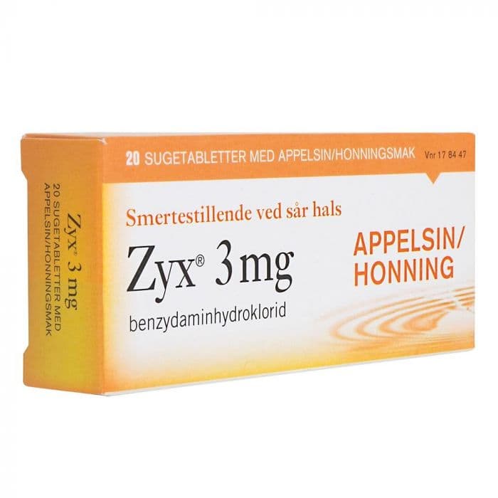 Zyx 3 mg sugetabletter appelsin/honnning 20 stk