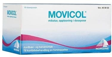 Movicol mikstur doseposer jordbær/banan 10 stk