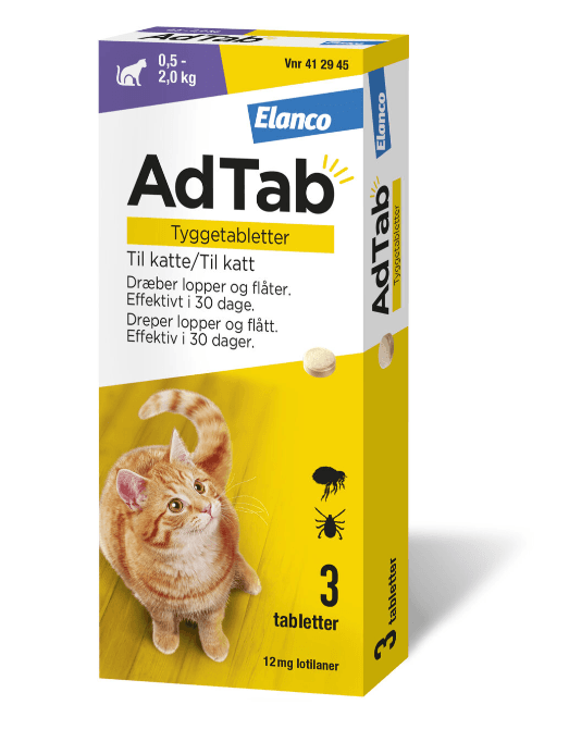 AdTab vet tyggetablett  12 mg til katt 3 stk