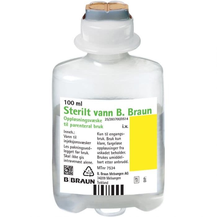 Sterilt vann til injeksjon ecoflack plus 20x100 ml