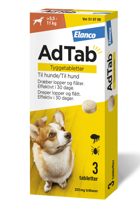 AdTab vet tyggetablett 225 mg til hund 3 stk