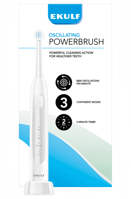 Ekulf PowerBrush White elektrisk tannbørste 1 stk