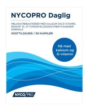 Nycopro Daglig melkesyrebakterier kalsium + vitamin D kapsler 60 stk