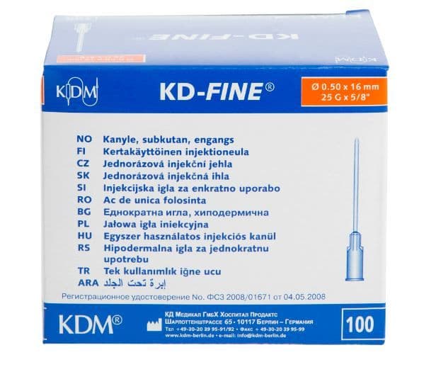 KDM KD-Fine kanyle 25Gx16mm oransje 100 stk