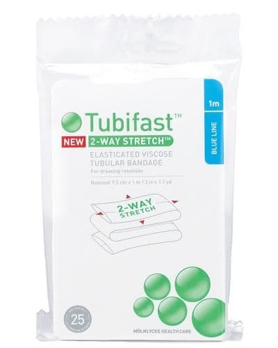 Tubebandasje 7,5cmx1m blå