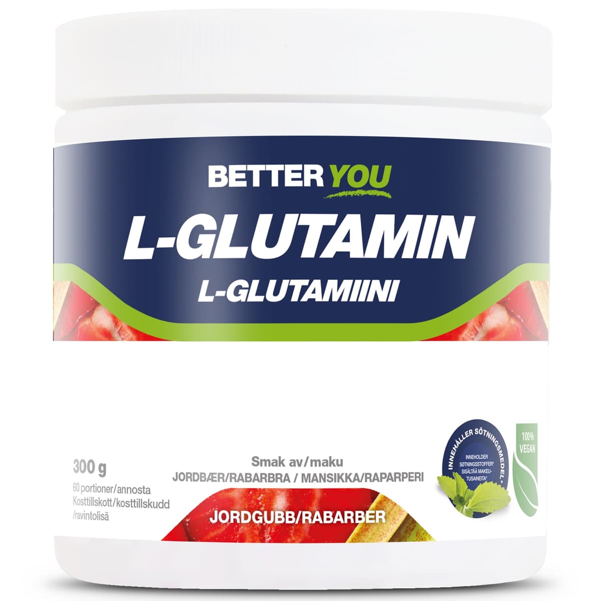 Better You Naturlig L-Glutamin Jordbær/Rabarbra