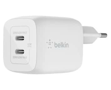 Belkin 45W GaN Dual PD/PPS mini snabbladdare för laptop, mobil, sufplatta, vit