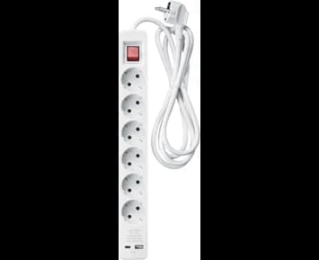 Andersson PWS-C2000 - Power Strip 6-Socket USB-A + USB-C 3m, white