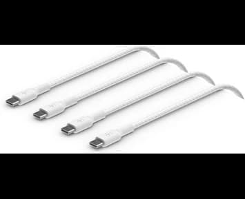 Belkin Flätad snabbladdningskabel USB-C till USB-C 2 m, 2-pack - Vit