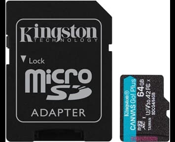 Kingston 64GB microSDXC Canvas Go Plus Gen4 200MB/s A2 U3 V30 Card + Adapter