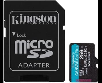 Kingston 256GB microSDXC Canvas Go Plus Gen4 200MB/s A2 U3 V30 Card + Adapter