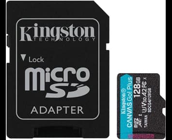 Kingston 128GB microSDXC Canvas Go Plus Gen4 200MB/s A2 U3 V30 Card + Adapter