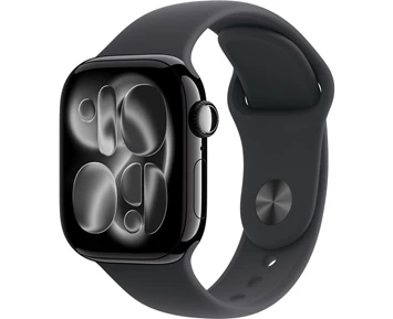 Apple Watch Series 11 GPS + Cellular 42mm Jet Black Aluminium Case with Black Sport Band - M/L