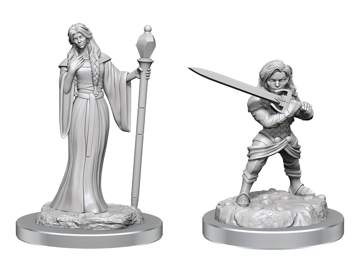 Human Female Wizard & Halfling Female Holy Warrior Critical Role Unpainted Miniatures