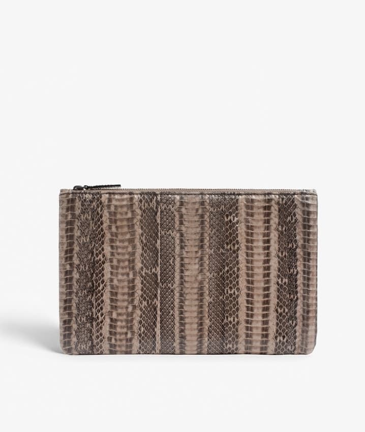 Small Clutch Due Real Water Snake/Calf Nude