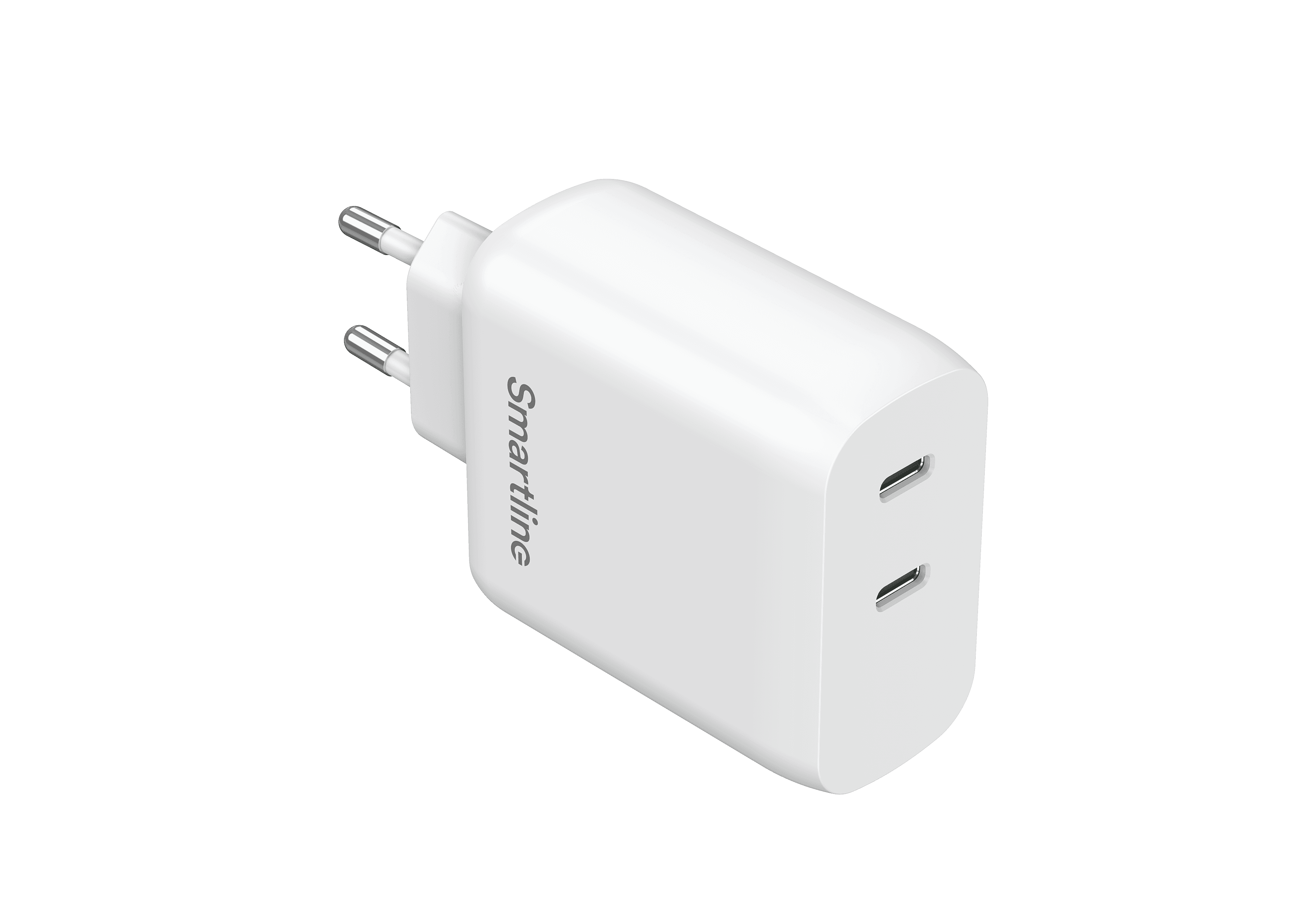 Veggadapter med doble USB-C-porter 35W PD, Hvit