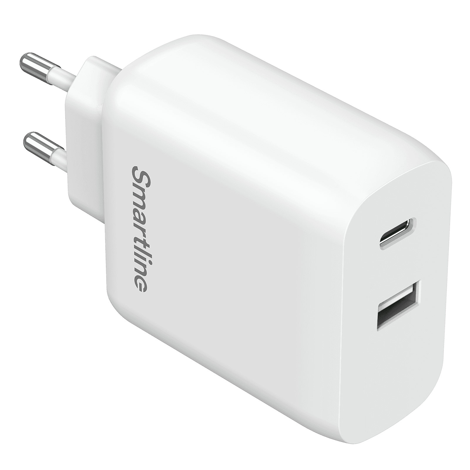 Vegglader Dobbel Port USB-C & USB-A 65W PD, Hvit