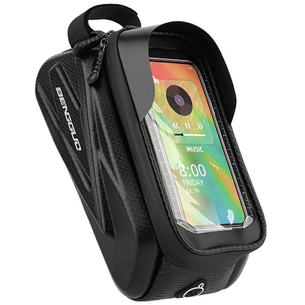 Rammeveske sykkel med mobilholder, Svart