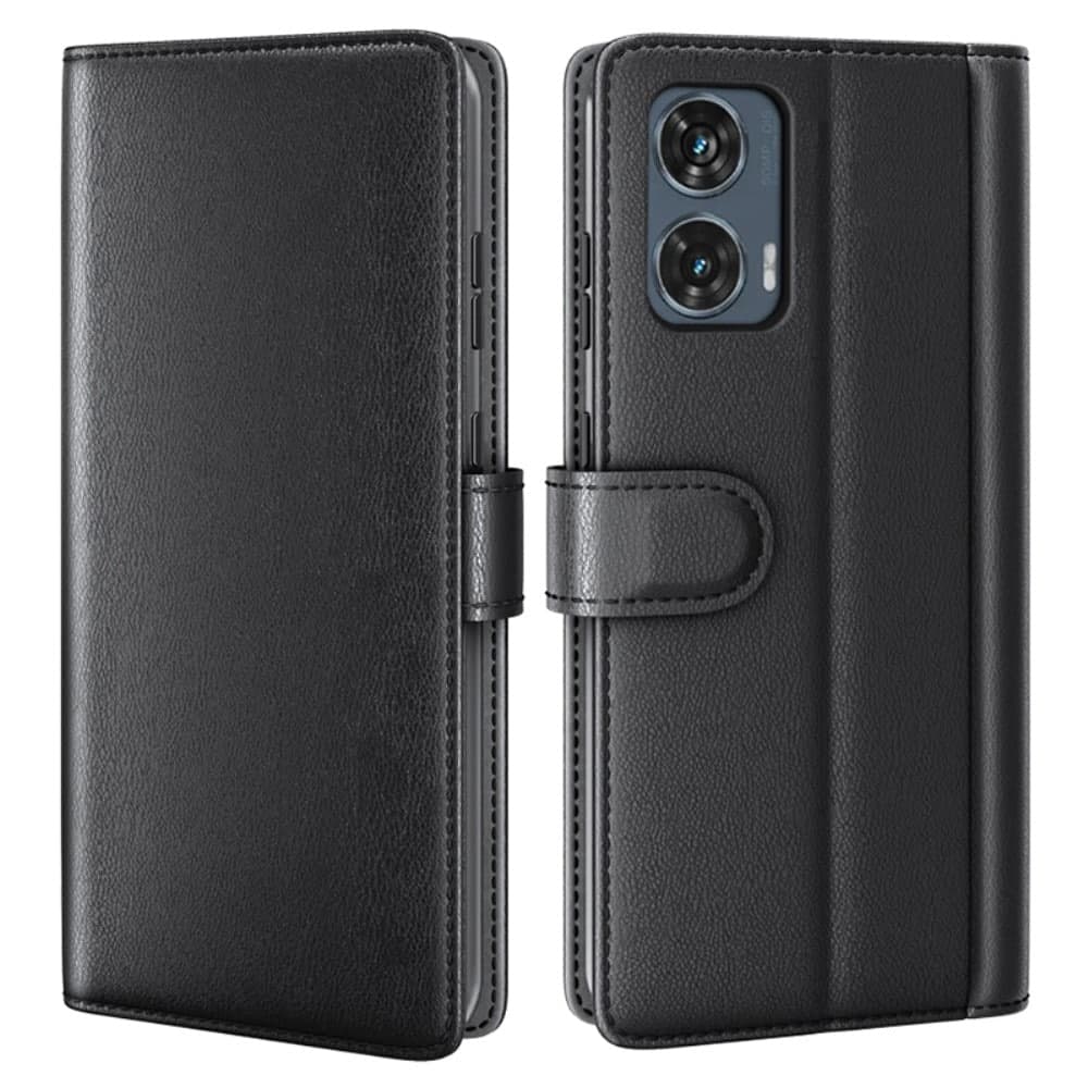 Motorola Edge 50 Fusion Lommeboketui i ekte skinn, Svart