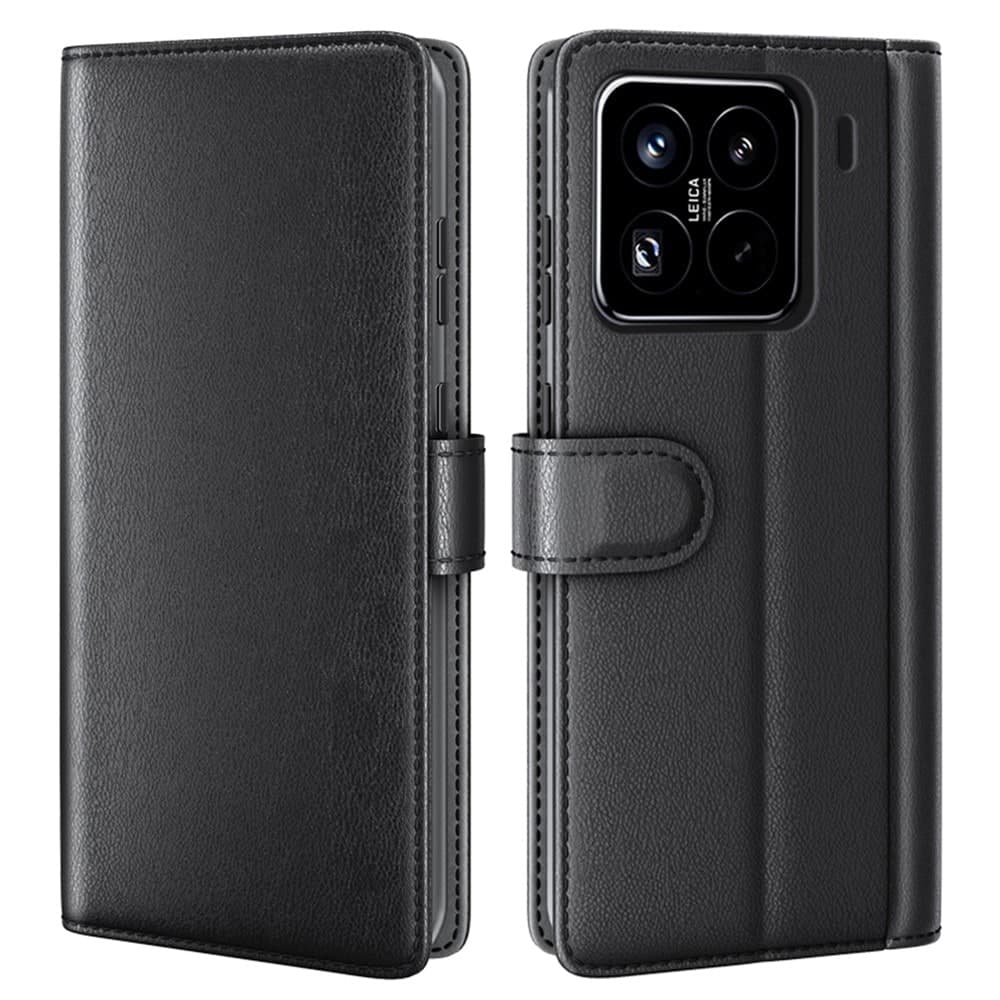 Xiaomi Redmi 15C Lommeboketui i ekte skinn, Svart