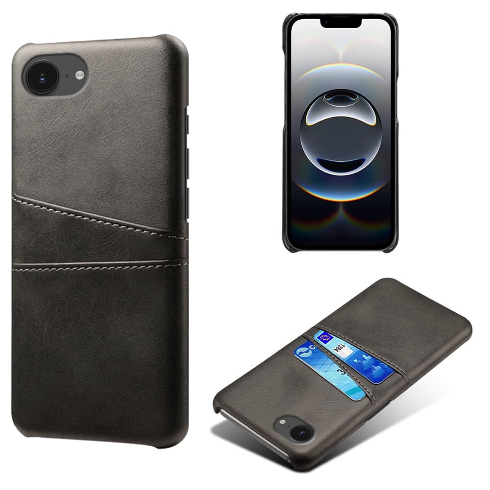 iPhone 16e Stilig deksel med 2 kortlommer, Svart