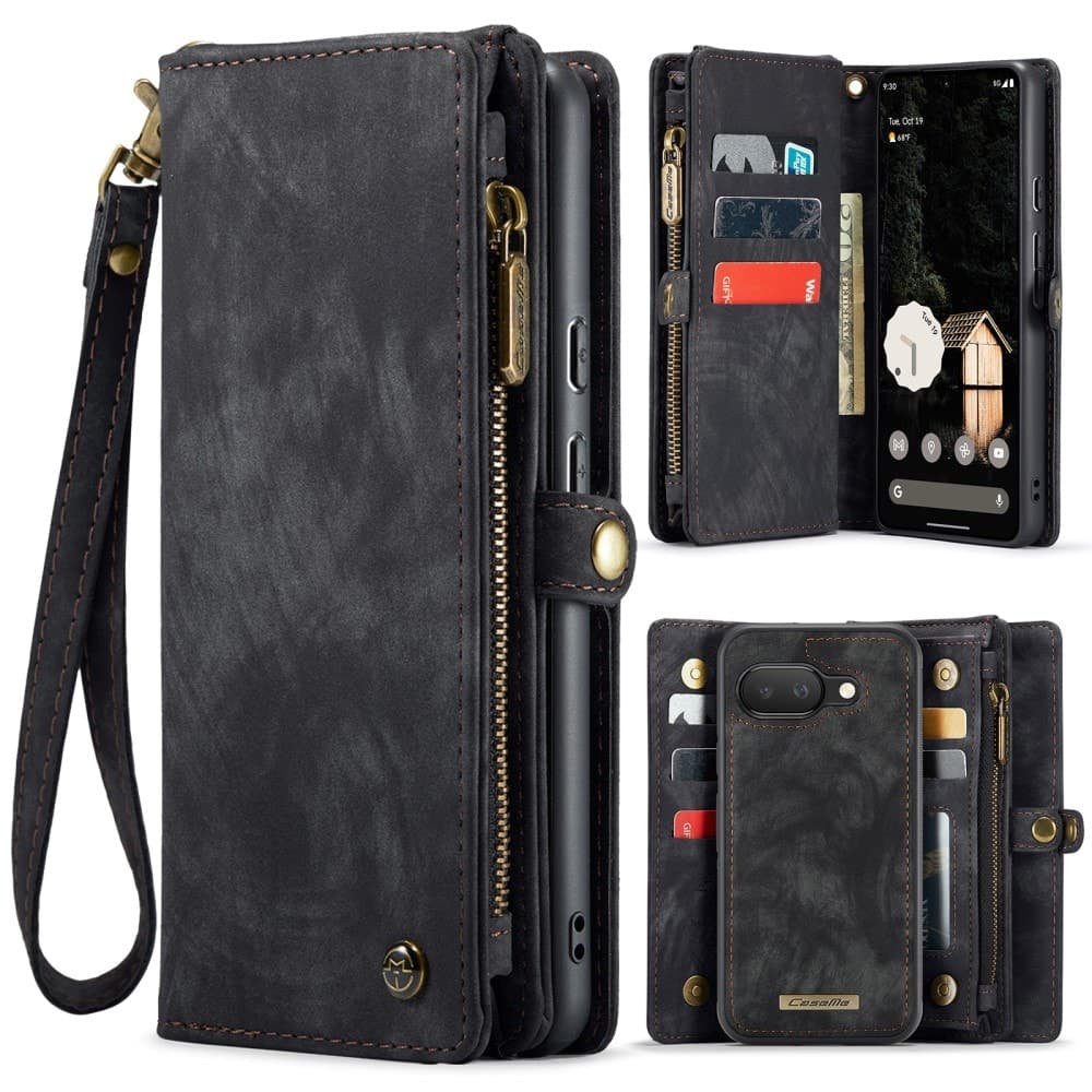 Google Pixel 9a Romslig lommeboketui med mange kortlommer, Grå