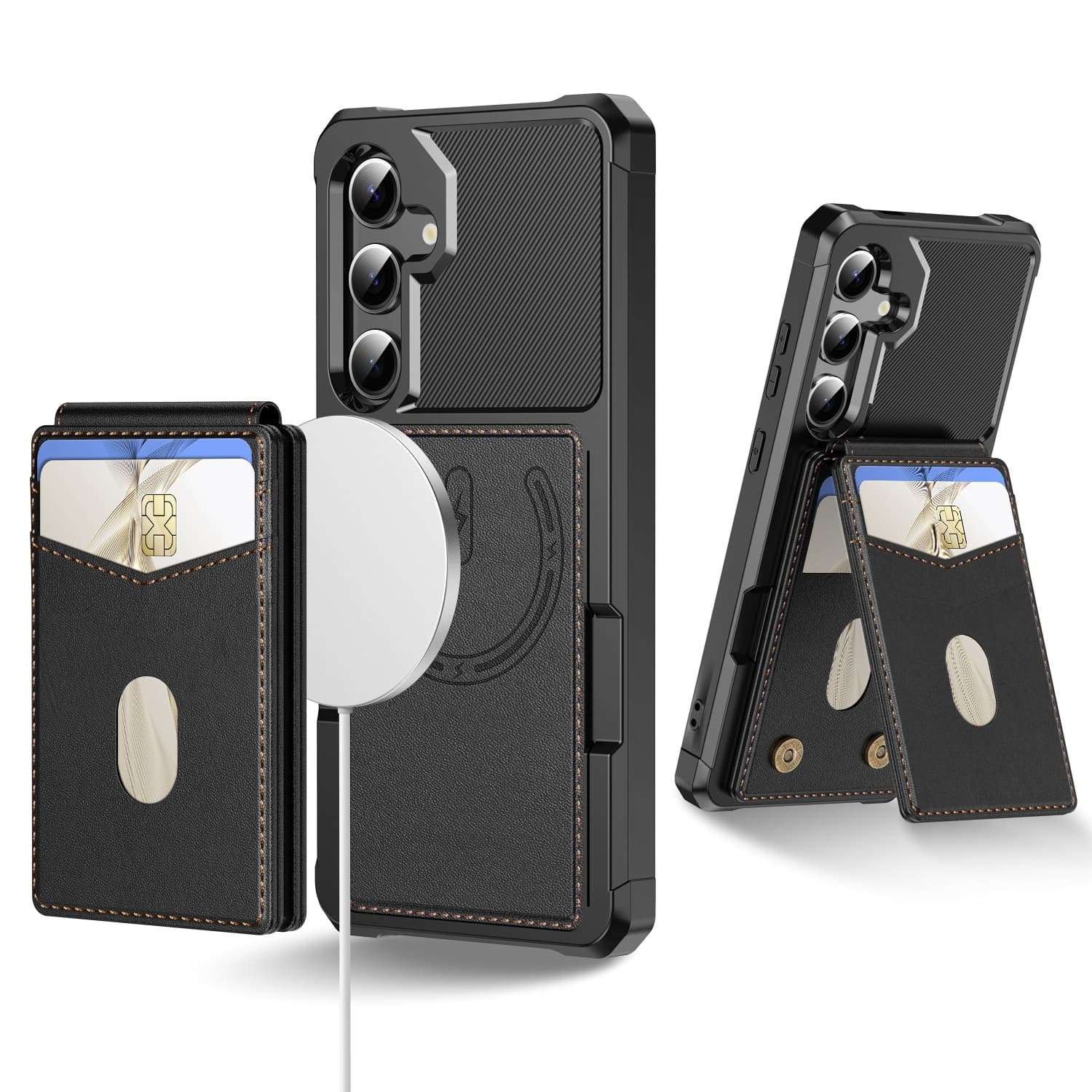 Samsung Galaxy S25 Magnetisk mobildeksel med avtakbar lommebok, Svart