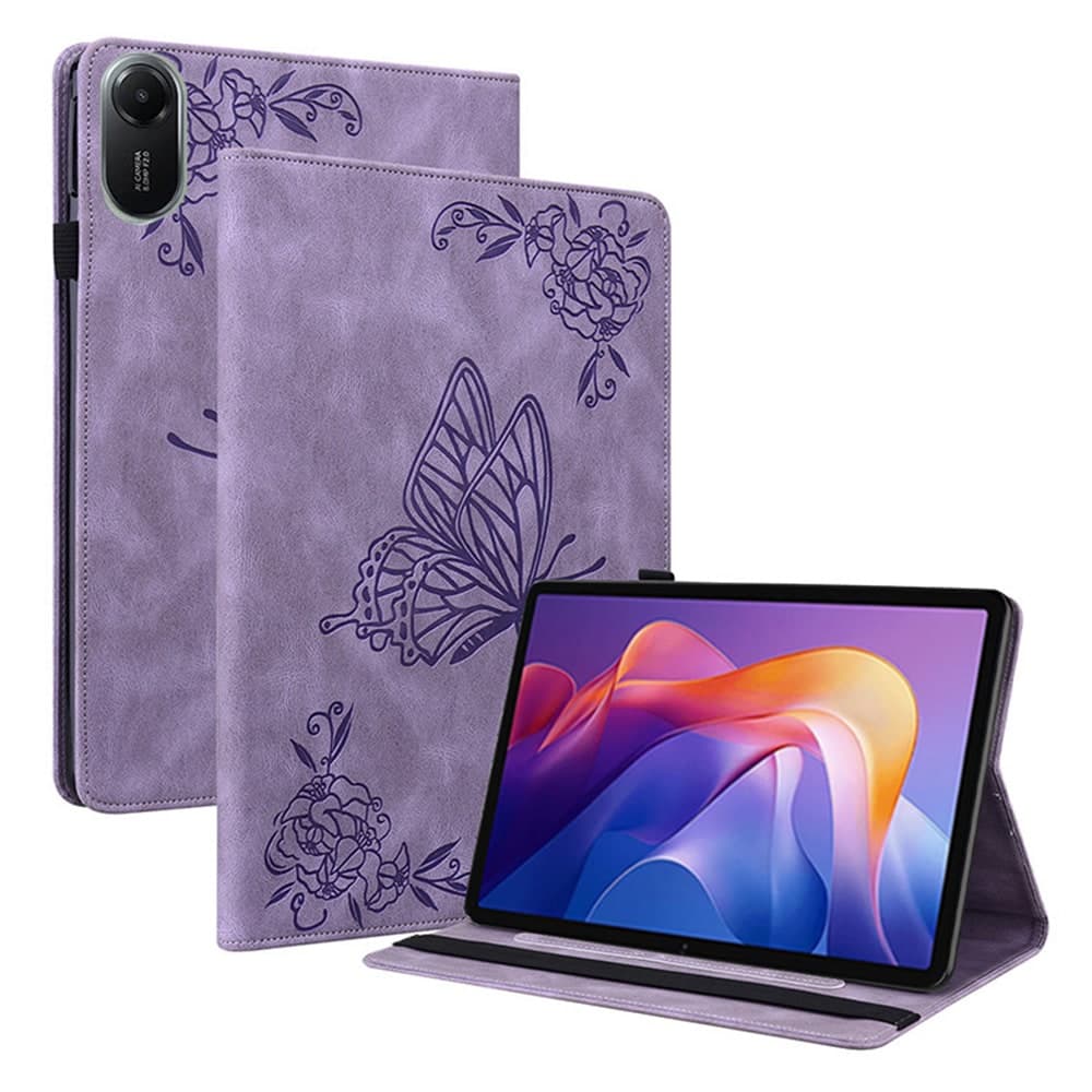Xiaomi Redmi Pad 2 Fint etui med sommerfugler, Lilla