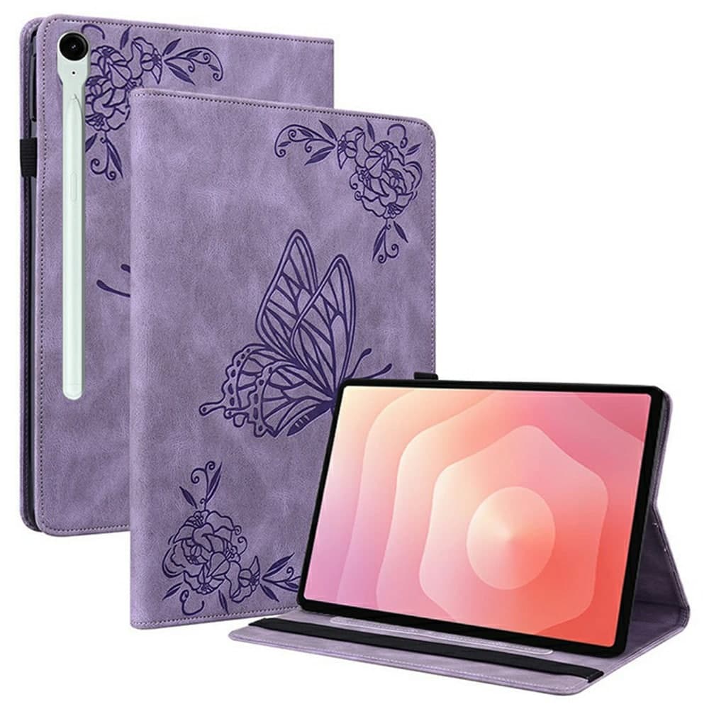 Samsung Galaxy Tab S11 Fint etui med sommerfugler, Lilla