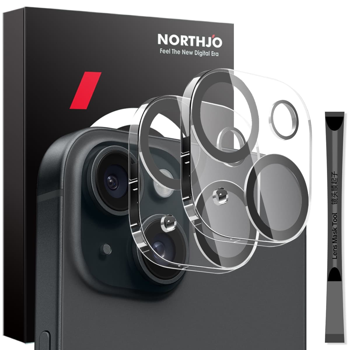 iPhone 15 2-pakning kameralinsebeskytter i herdet glass