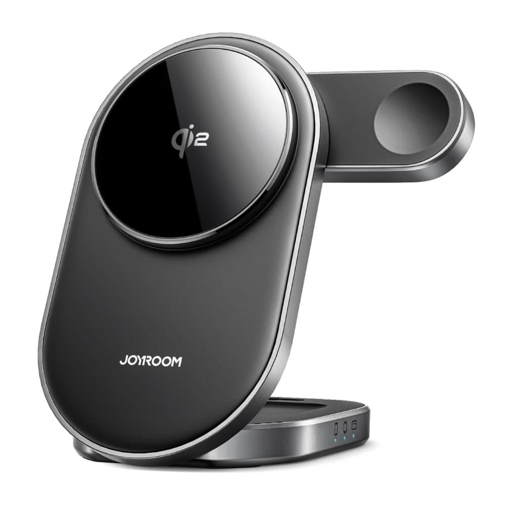 3-i-1 Sammenleggbar Trådløs magnetisk Qi2 Ladestativ, Svart