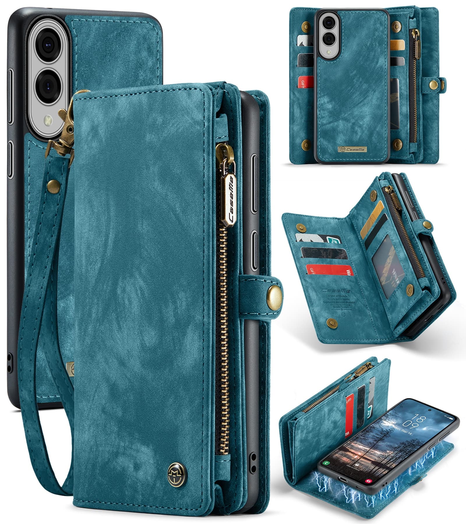 Samsung Galaxy S25 Edge Romslig lommeboketui med mange kortlommer, Blå