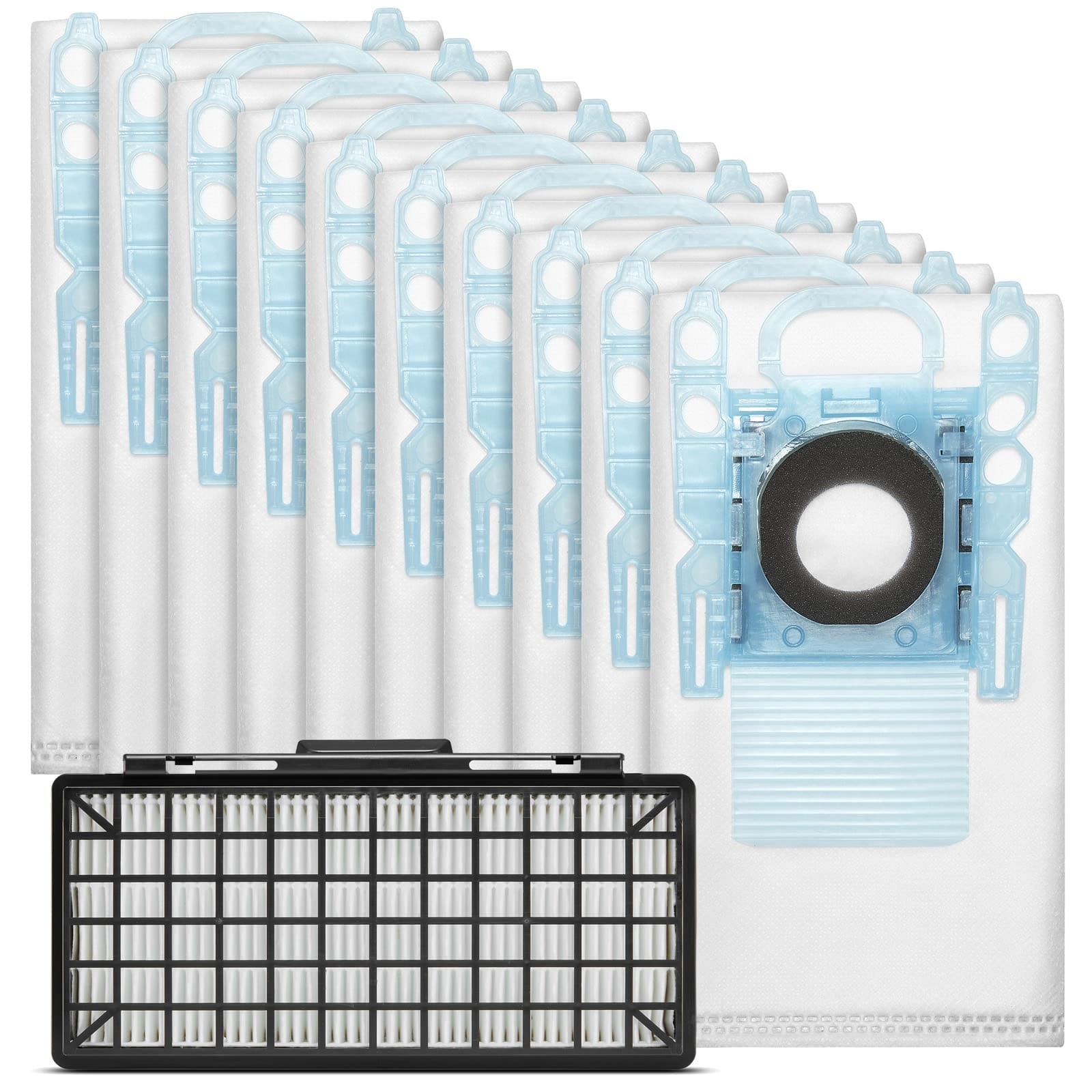 Rengjøringspakke: Støvsugerposer 10 stk + HEPA-filter - passer til Bosch ProPower Serie 6 BGL6POW2